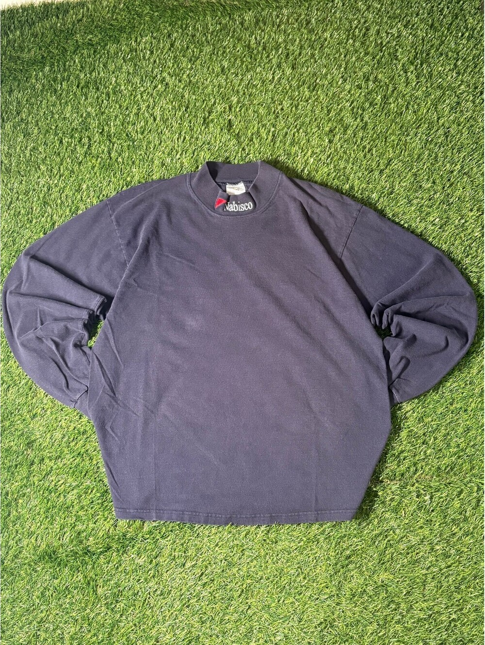 90s Cotton Deluxe Nabisco Navy Blue Cotton Pullover Mens Size L